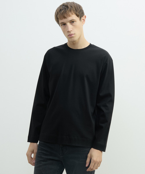 MEN'S MELROSE(メンズメルローズ)の「マーセライズドスムースロンT(Tシャツ/カットソー・メンズ・ホワイト/ブラック/ホワイト×ブラック・2/4/3)」の7枚目の写真