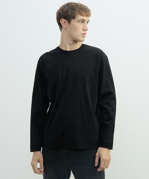 MEN'S MELROSE(メンズメルローズ)の「マーセライズドスムースロンT(Tシャツ/カットソー・メンズ・ホワイト/ブラック/ホワイト×ブラック・2/4/3)」の8枚目の写真