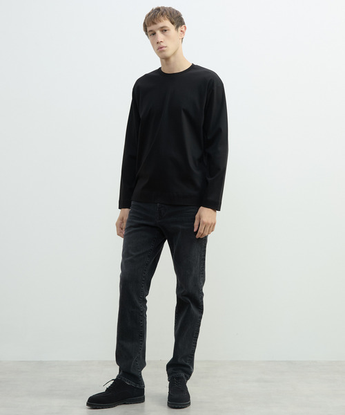 MEN'S MELROSE(メンズメルローズ)の「マーセライズドスムースロンT(Tシャツ/カットソー・メンズ・ホワイト/ブラック/ホワイト×ブラック・2/4/3)」の9枚目の写真
