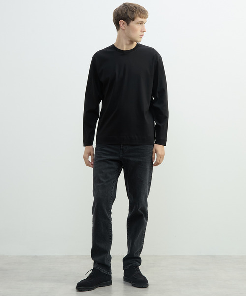 MEN'S MELROSE(メンズメルローズ)の「マーセライズドスムースロンT(Tシャツ/カットソー・メンズ・ホワイト/ブラック/ホワイト×ブラック・2/4/3)」の11枚目の写真