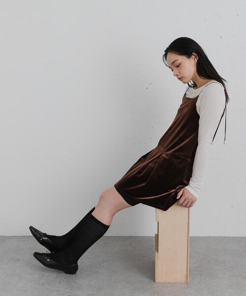 SENSE OF PLACE by URBAN RESEARCH(センスオブプレイスバイアーバンリサーチ)の「ベロアチュニックキャミソール(チュニック・レディース・ブラック/ブラウン・ONE)」の1枚目の写真