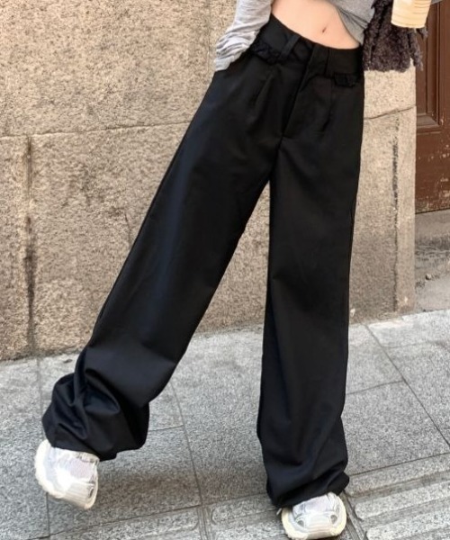 Teem Store(チームストア)の「ウエストレースフリル ドッキングワイドスラックス(スラックス・レディース・グレー/ブラック・S/M/L)」の15枚目の写真