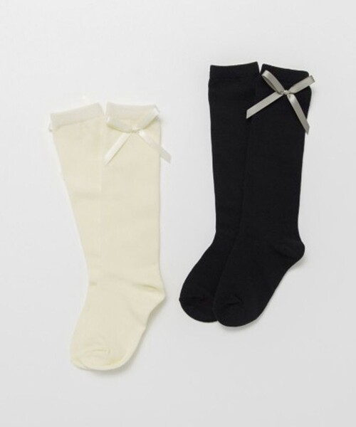 BRANSHES(ブランシェス)の「リボンハイソックス(ソックス/靴下・キッズ・ブラック/アイボリー・19-21㎝/16-18㎝)」の8枚目の写真