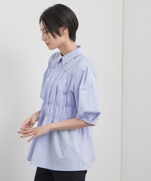 OPAQUE.CLIP(オペークドットクリップ)の「シャーリングブラウス【洗濯機OK】(シャツ/ブラウス・レディース・ホワイト/ライトブルー/ネイビー・42/40/38)」の17枚目の写真
