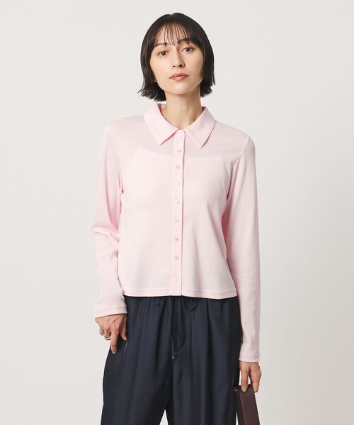 UNITED ARROWS(ユナイテッドアローズ)の「コットン フライス ポロシャツ(Tシャツ/カットソー・レディース・ブラック/ライトピンク/レッド・FREE)」の1枚目の写真
