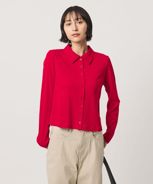 UNITED ARROWS(ユナイテッドアローズ)の「コットン フライス ポロシャツ(Tシャツ/カットソー・レディース・ブラック/ライトピンク/レッド・FREE)」の4枚目の写真