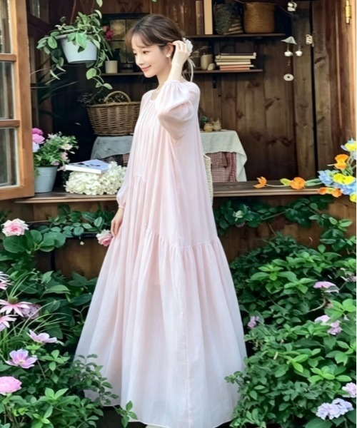 Aelina(エリナ)の「リラックス長袖ワンピース(ワンピース・レディース・ピンク/イエロー・FREE)」の5枚目の写真