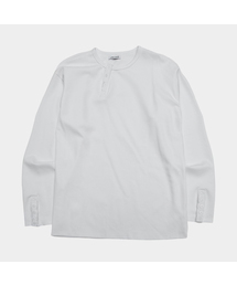 デイリーコットンオーバーサイズラウンドネックダブルスナップポイント長袖ベーシックTシャツ _2COLOR