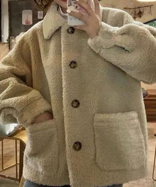 Flugge(フラッジー)の「フロントポケットボアジャケット(その他アウター・レディース・アイボリー・LARGE)」の6枚目の写真