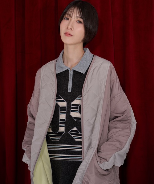 Nora Lily(ノラリリー)の「【Nora Lily】Bi Quilting Zip-up Blouson(ブルゾン・レディース・カーキ/グレー/ネイビー・FREE)」の2枚目の写真