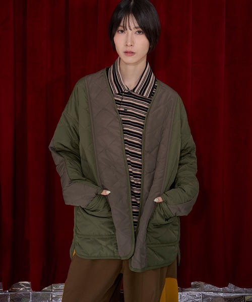 Nora Lily(ノラリリー)の「【Nora Lily】Bi Quilting Zip-up Blouson(ブルゾン・レディース・カーキ/グレー/ネイビー・FREE)」の3枚目の写真
