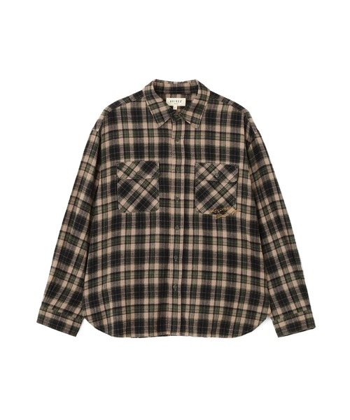 AVIREX（アヴィレックス）の「CHEMICAL WASH CHECK SHIRTS（シャツ/ブラウス・レディース・ベージュ/ライトブラウン/オフホワイト・F）」の7枚目の写真