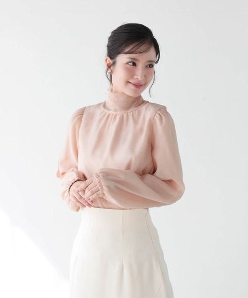 Mirenue(ミレニュー)の「シアーボウタイオーガンジーブラウス(シャツ/ブラウス・レディース・ホワイト/ピンク/ブラック・FREE)」の1枚目の写真