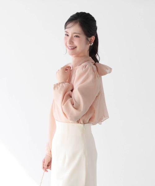 Mirenue(ミレニュー)の「シアーボウタイオーガンジーブラウス(シャツ/ブラウス・レディース・ホワイト/ピンク/ブラック・FREE)」の10枚目の写真