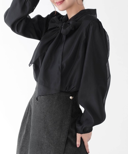 Mirenue(ミレニュー)の「シアーボウタイオーガンジーブラウス(シャツ/ブラウス・レディース・ホワイト/ピンク/ブラック・FREE)」の19枚目の写真