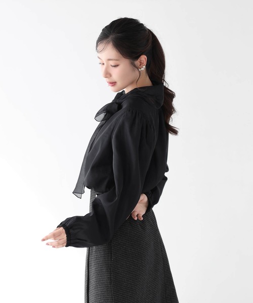 Mirenue(ミレニュー)の「シアーボウタイオーガンジーブラウス(シャツ/ブラウス・レディース・ホワイト/ピンク/ブラック・FREE)」の20枚目の写真