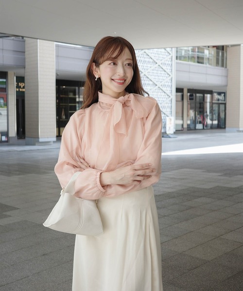Mirenue(ミレニュー)の「シアーボウタイオーガンジーブラウス(シャツ/ブラウス・レディース・ホワイト/ピンク/ブラック・FREE)」の15枚目の写真