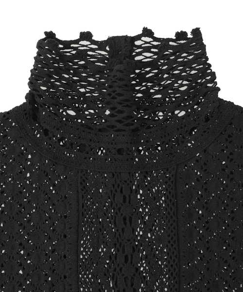 CURRENTAGE(カレンテージ)の「LACE COMBI HIGH NECK PULLOVER(Tシャツ/カットソー・レディース・ホワイト/ブラック・1)」の4枚目の写真