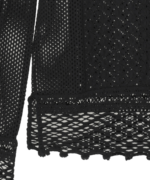 CURRENTAGE(カレンテージ)の「LACE COMBI HIGH NECK PULLOVER(Tシャツ/カットソー・レディース・ホワイト/ブラック・1)」の6枚目の写真
