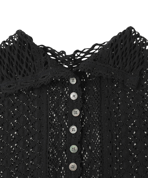 CURRENTAGE(カレンテージ)の「LACE COMBI HIGH NECK PULLOVER(Tシャツ/カットソー・レディース・ホワイト/ブラック・1)」の8枚目の写真