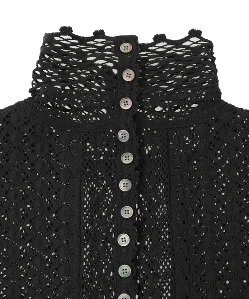 CURRENTAGE(カレンテージ)の「LACE COMBI HIGH NECK PULLOVER(Tシャツ/カットソー・レディース・ホワイト/ブラック・1)」の9枚目の写真