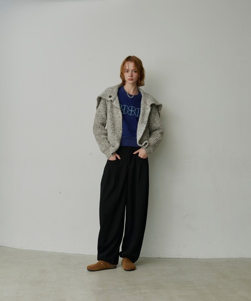 uchi.(ウチ)の「ミックスヤーンビッグカラートグルニットカーディガン(ニット/セーター・レディース・ブラウン/グリーン/グレー・FREE)」の7枚目の写真