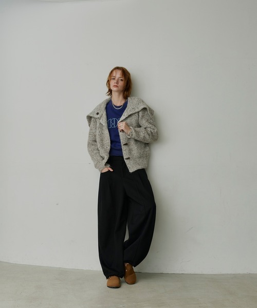 uchi.(ウチ)の「ミックスヤーンビッグカラートグルニットカーディガン(ニット/セーター・レディース・ブラウン/グリーン/グレー・FREE)」の9枚目の写真
