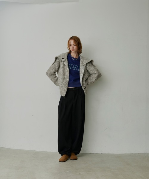 uchi.(ウチ)の「ミックスヤーンビッグカラートグルニットカーディガン(ニット/セーター・レディース・ブラウン/グリーン/グレー・FREE)」の10枚目の写真