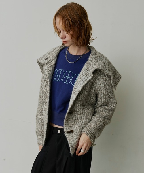 uchi.(ウチ)の「ミックスヤーンビッグカラートグルニットカーディガン(ニット/セーター・レディース・ブラウン/グリーン/グレー・FREE)」の17枚目の写真