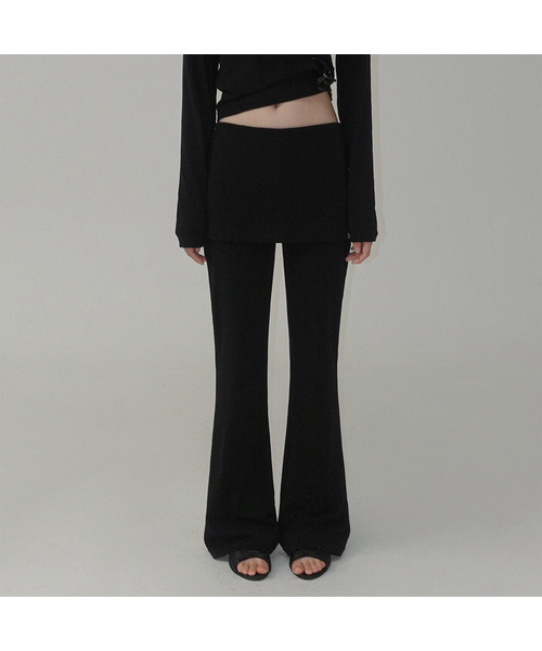 TWEE(トゥウィー)の「バフィン レイヤード セミ bootカット ロングパンツ(その他パンツ・レディース・チャコールグレー/ブラック・FREE)」の2枚目の写真