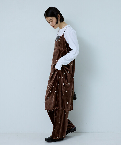 FREAK'S STORE（フリークスストア）の「ベロア 刺繍 スカラップ イージーパンツ（その他パンツ・レディース・ブラウン/キャメル/ブラック・ﾌﾘ-）」の5枚目の写真