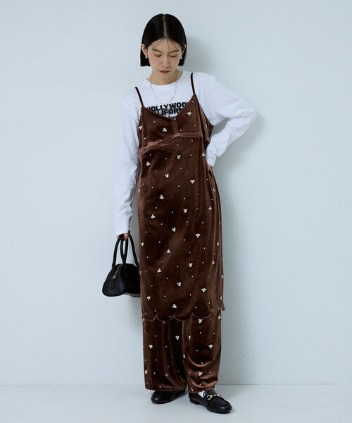 FREAK'S STORE（フリークスストア）の「ベロア 刺繍 スカラップ イージーパンツ（その他パンツ・レディース・ブラウン/キャメル/ブラック・ﾌﾘ-）」の7枚目の写真