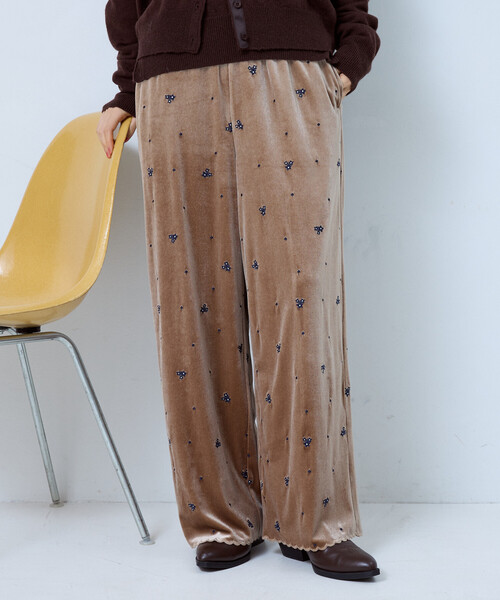 FREAK'S STORE（フリークスストア）の「ベロア 刺繍 スカラップ イージーパンツ（その他パンツ・レディース・ブラウン/キャメル/ブラック・ﾌﾘ-）」の18枚目の写真