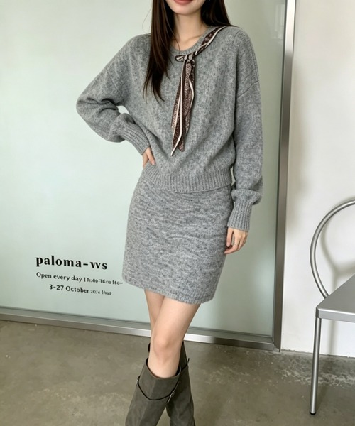 Aelina(エリナ)の「リラックスセーター&スカートセットアップ(セットアップ・レディース・グリーン/グレー/ブラウン/ベージュ・FREE)」の7枚目の写真