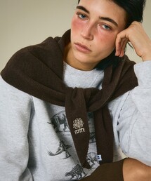 Russell Athletic（ラッセルアスレティック）の「sowhat vintage×Russell Athletic×NOMINE 刺繍ロゴニットスカーフマフラー｜フードスタイリング対応 ユニセックス（バンダナ/スカーフ）」