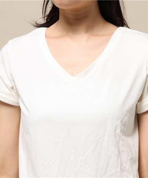INTERPLANET WINGS(インタープラネットウィング)の「フリンジ付Vネックカットソー(Tシャツ/カットソー・レディース・ブラック/キャメル/オフホワイト・FREE)」の8枚目の写真