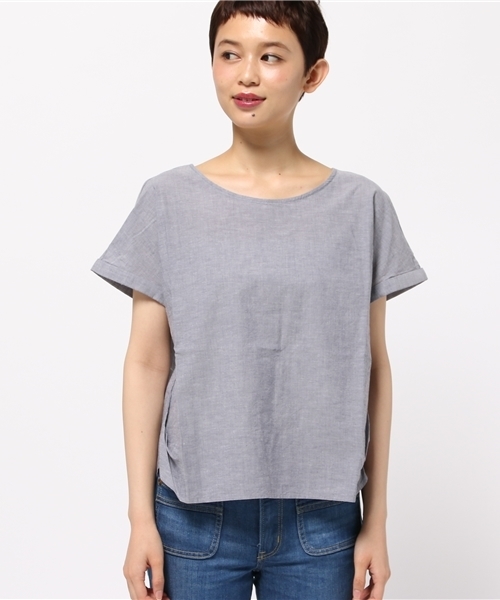 LBC(エルビーシー)の「コットンリネンシャンブレーネジリブラウス(シャツ/ブラウス・レディース・ダークブルー/ネイビー・MEDIUM/LARGE)」の1枚目の写真