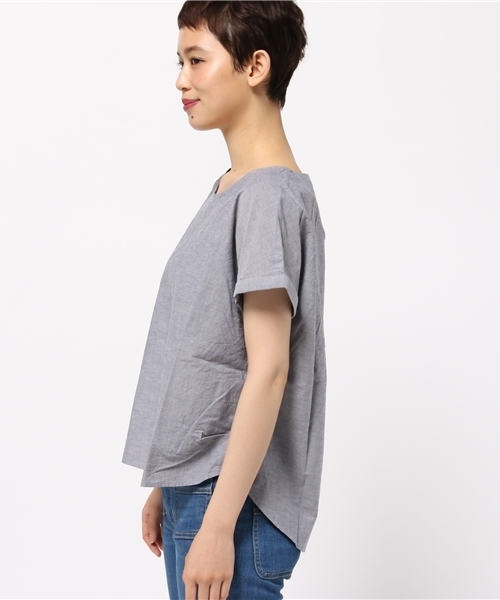 LBC(エルビーシー)の「コットンリネンシャンブレーネジリブラウス(シャツ/ブラウス・レディース・ダークブルー/ネイビー・MEDIUM/LARGE)」の6枚目の写真