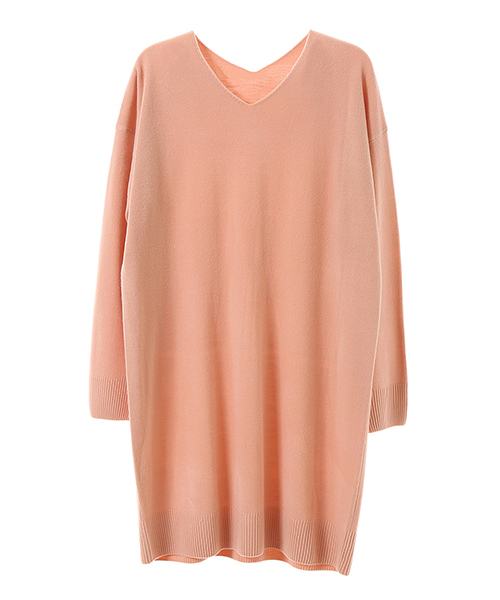 fifth（フィフス）の「プレミアムウォッシャブルVネックリブワンピース（ワンピース・レディース・ピンクベージュ/ブラック/ライトグレー・MEDIUM/LARGE）」の4枚目の写真