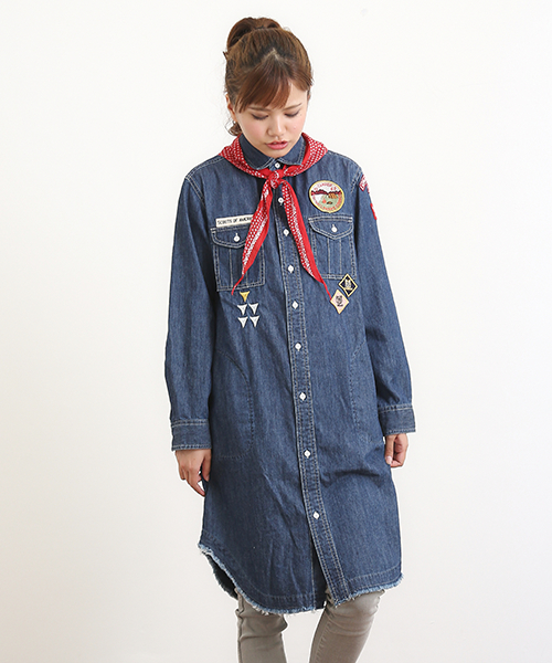 CUBE SUGAR（キューブシュガー）の「ツイルワッペン付ミリタリーワンピース（ワンピース・レディース・ブルー/ベージュ/ネイビー・M）」の3枚目の写真