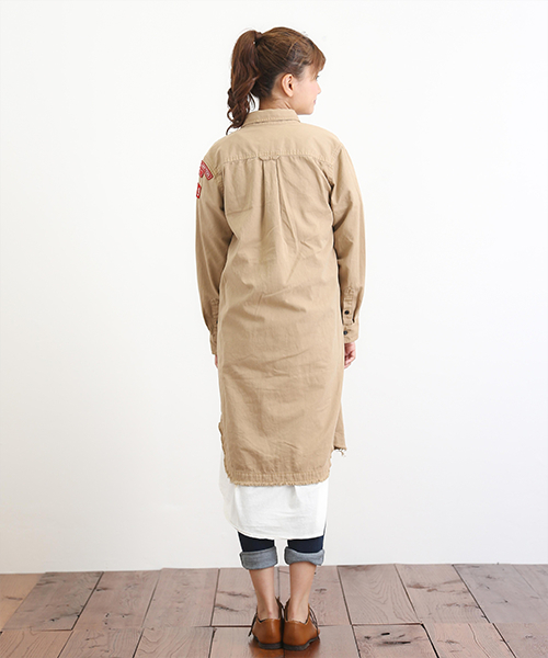 CUBE SUGAR（キューブシュガー）の「ツイルワッペン付ミリタリーワンピース（ワンピース・レディース・ブルー/ベージュ/ネイビー・M）」の7枚目の写真