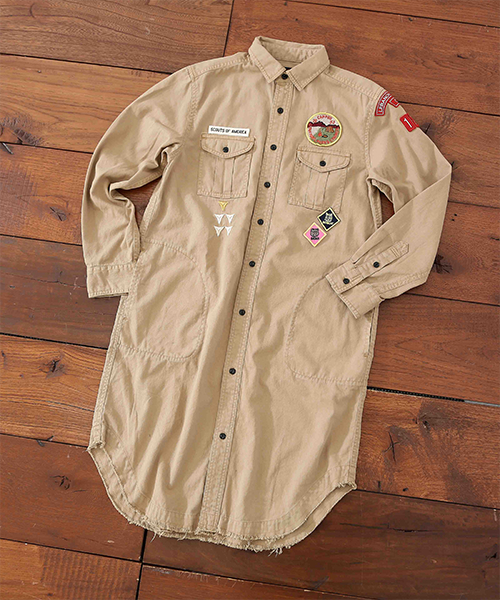 CUBE SUGAR（キューブシュガー）の「ツイルワッペン付ミリタリーワンピース（ワンピース・レディース・ブルー/ベージュ/ネイビー・M）」の19枚目の写真