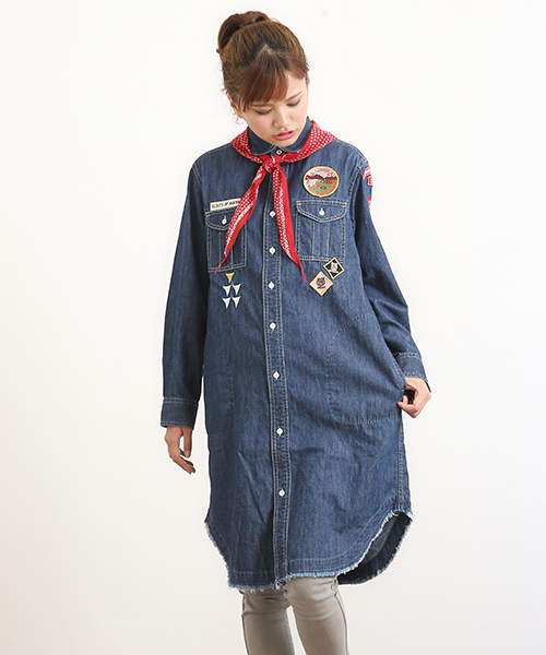 CUBE SUGAR（キューブシュガー）の「ツイルワッペン付ミリタリーワンピース（ワンピース・レディース・ブルー/ベージュ/ネイビー・M）」の8枚目の写真