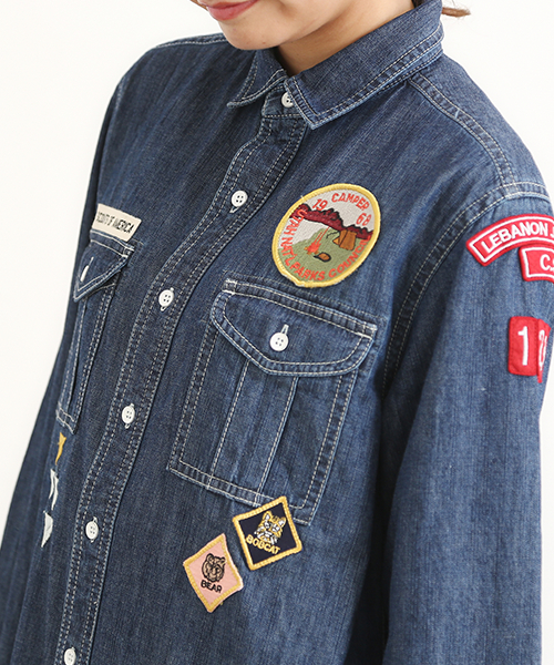 CUBE SUGAR（キューブシュガー）の「ツイルワッペン付ミリタリーワンピース（ワンピース・レディース・ブルー/ベージュ/ネイビー・M）」の9枚目の写真