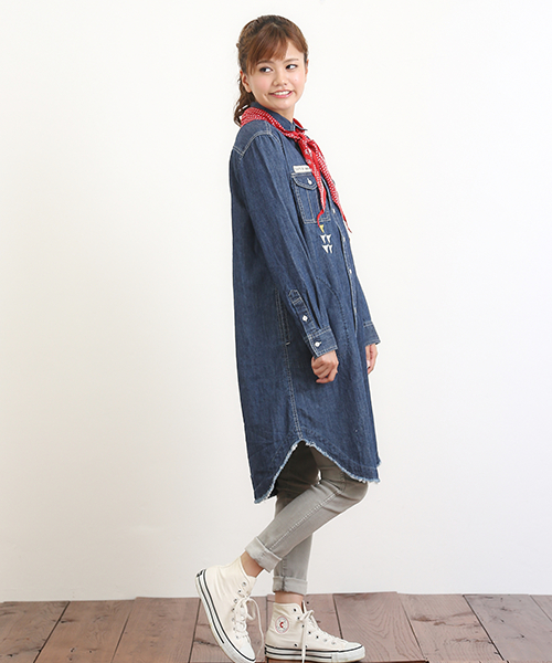 CUBE SUGAR（キューブシュガー）の「ツイルワッペン付ミリタリーワンピース（ワンピース・レディース・ブルー/ベージュ/ネイビー・M）」の11枚目の写真