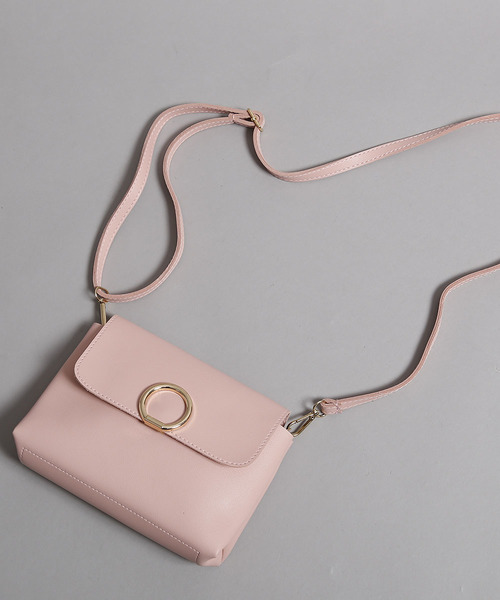 PLAIN CLOTHING（プレーンクロージング）の「フロントサークルショルダーバッグ【PLAIN CLOTHING】（ショルダーバッグ・レディース・ベージュ/ピンク/キャメル/ライトグレー/ブラック/ワイン・FREE）」の12枚目の写真