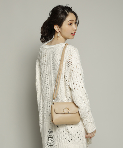 PLAIN CLOTHING（プレーンクロージング）の「フロントサークルショルダーバッグ【PLAIN CLOTHING】（ショルダーバッグ・レディース・ベージュ/ピンク/キャメル/ライトグレー/ブラック/ワイン・FREE）」の21枚目の写真