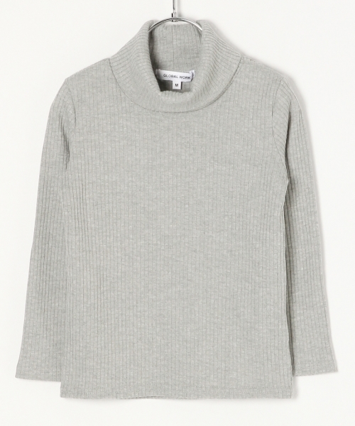 GLOBAL WORK（グローバルワーク）の「【キッズ】テレコタートルネックＴシャツ長袖/763237（Tシャツ/カットソー・キッズ・ホワイト/ブラック/グレー/その他/その他1/レッド・SMALL/MEDIUM/LARGE/X-LARGE/XX-LARGE）」の3枚目の写真