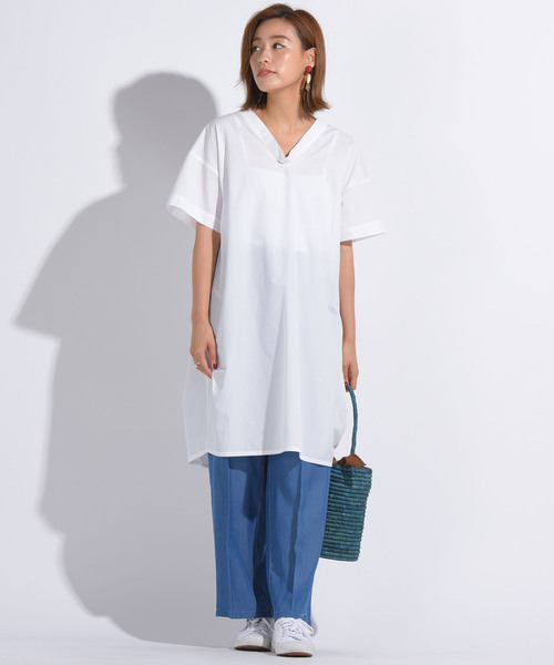 Willful by lipstar（ウィルフル バイ リップスター）の「【Willful by lipstar】ブロードチュニックブラウス（シャツ/ブラウス・レディース・オフホワイト/ネイビー/ベージュ・M）」の13枚目の写真