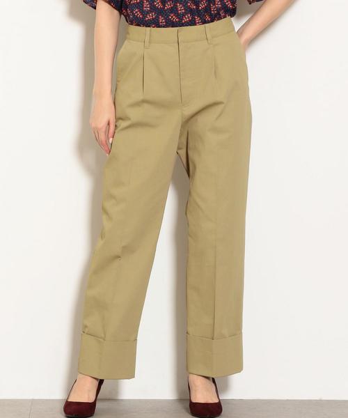 green label relaxing(グリーンレーベルリラクシング)の「SC ワイドカフ セミワイド チノパンツ ◆(チノパンツ・レディース・ベージュ/ダークグリーン・38/36)」の2枚目の写真